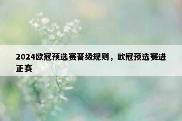 2024欧冠预选赛晋级规则，欧冠预选赛进正赛